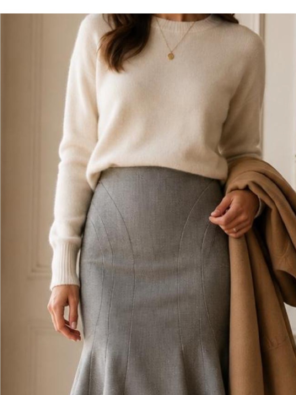 BCBGMaxAzria Gray A‑Line Flared Hem wool Sz 4 Skirt NWOT